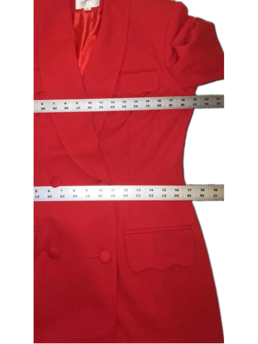 Vtg Jacqueline Ferrar Red Blazer Dress Size 8 Double Breasted Scallop Pkts Lined - Picture 9 of 9